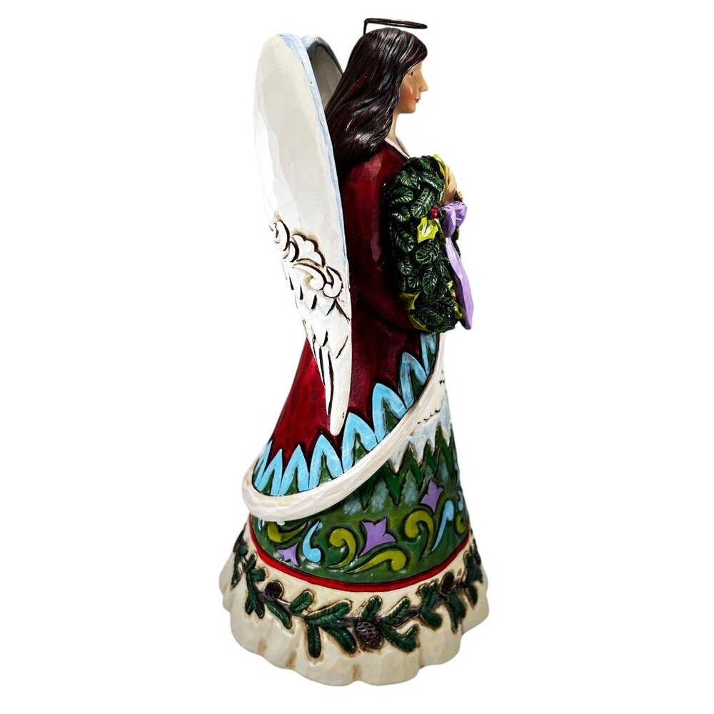 Jim Shore CHRISTMAS JOY IS EVERGREEN 10" Angel Figurine Wreath 2015 Original Box - Picture 8 of 13
